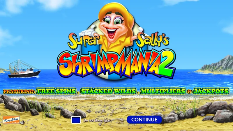 Super Sally's Shrimpmania 2 - главен екран со 5x4 макари и мрежа со 40 исплатни линии